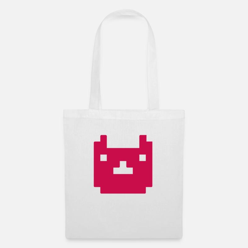 katze - Pixelart - Stoffbeutel - Weiß