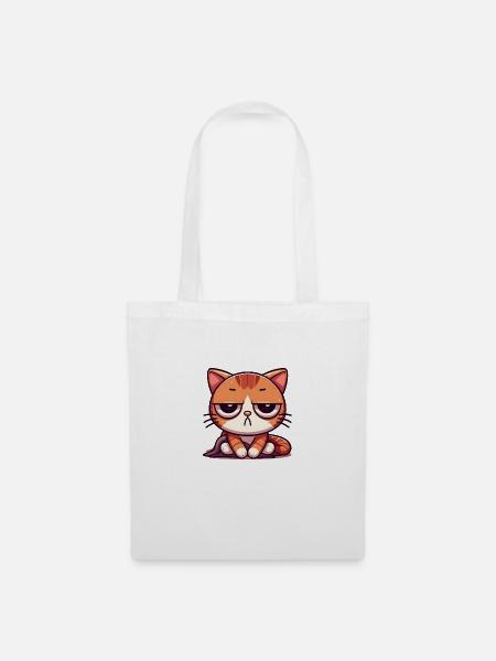Süße Gelangweilte Katze - Stoffbeutel - Weiß