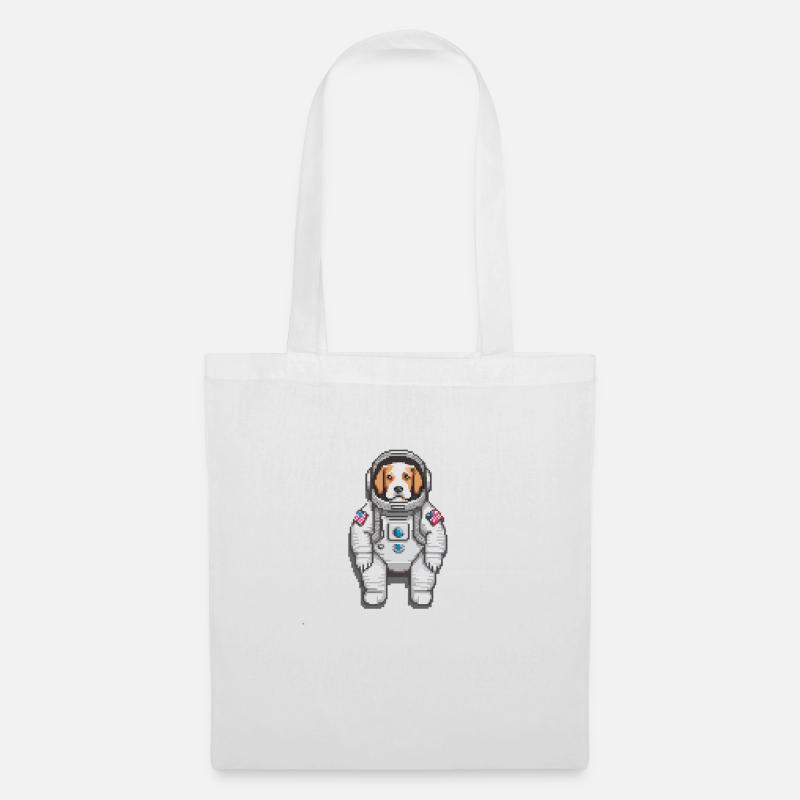 Cadet canin cosmique : l’odyssée de l’espace d’un chiot pixel - Sac en tissu - blanc