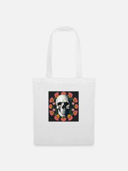 Flower-Skull - Stoffbeutel - Weiß
