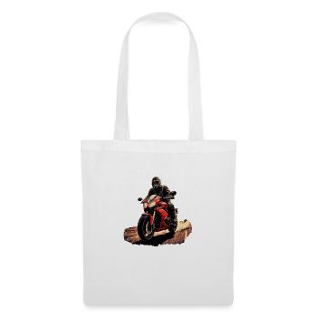 Motard avec moto rouge - Sac en tissu - blanc - Devant
