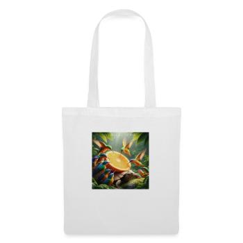 Tortue à l’orange et aux oiseaux qui boivent par Di Neo - Sac en tissu - blanc - Devant