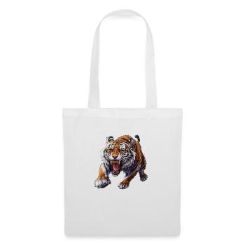 Fier tigre en mode attaque - Sac en tissu - blanc - Devant