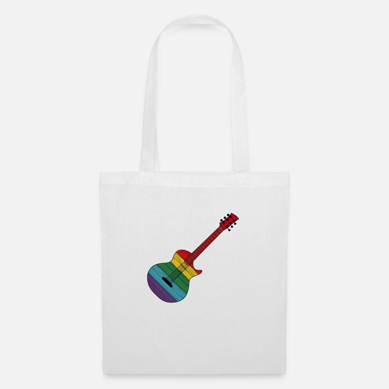Regenbogen Gitarre Rock'n'Roll Design - Stoffbeutel - Weiß