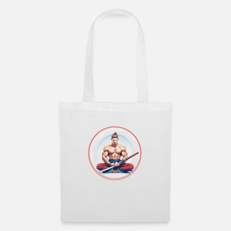 Meditating Samurai with Katana - Tote Bag - white