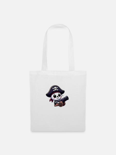 Skelettschatz - Piratenschädel - Stoffbeutel - Weiß