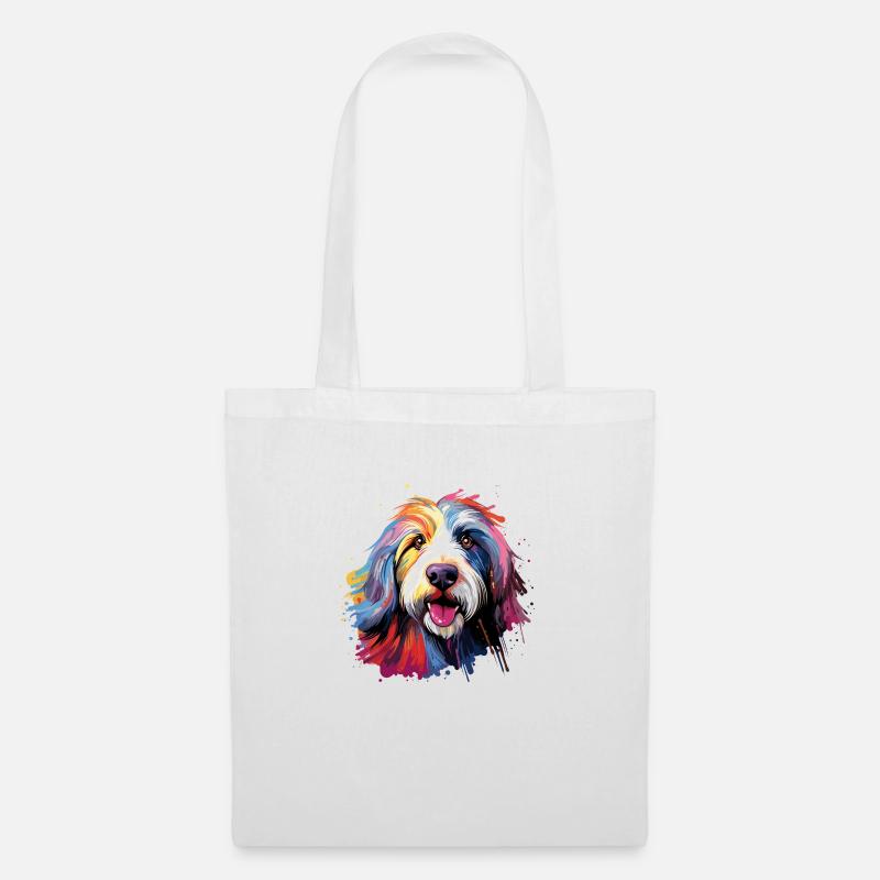 Bearded Collie 01 - Stoffbeutel - Weiß