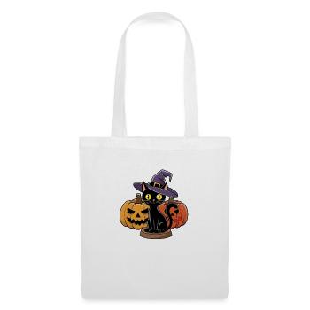 Chat Noir Enchanté d'Halloween - Sac en tissu - blanc - Devant