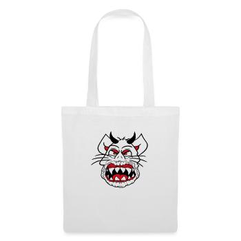 Démon Monstre Chat Halloween Horreur Cornes de Diable - Sac en tissu - blanc - Devant