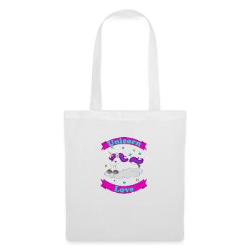 Unicorn Love – Süßes Einhorn-Design - Stoffbeutel - Weiß - Vorne
