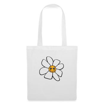Petit drôle de fleur heureuse visage dessin animé - Sac en tissu - blanc - Devant