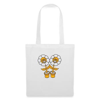 2 fleurs maléfiques Regard méchant Sourire Visage coquin - Sac en tissu - blanc - Devant