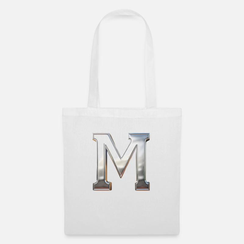 Chrome ,, M " Metallic - Stoffbeutel - Weiß