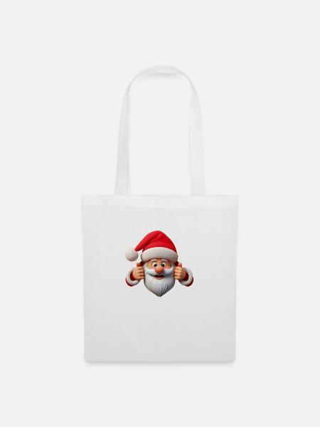 Weihnachtsmann Daumen hoch - Stoffbeutel - Weiß