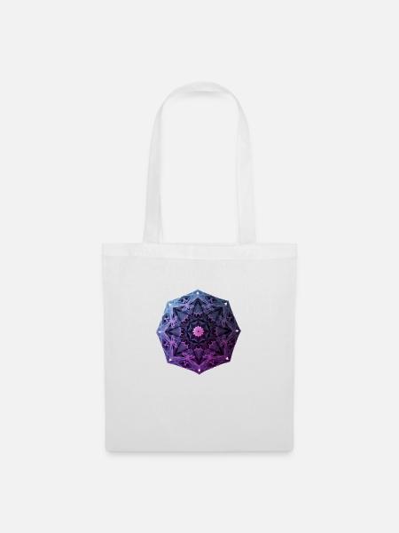Mandala-Blüte, Logo, Stern, blau und pink - Stoffbeutel - Weiß
