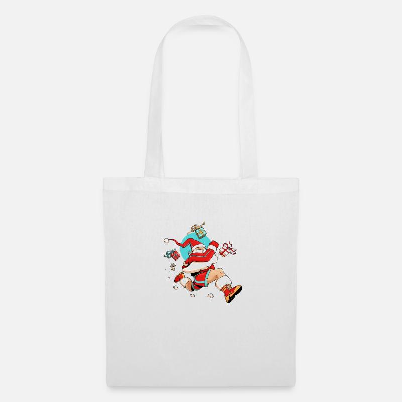 Läufer Weihnachtsmann - Stoffbeutel - Weiß