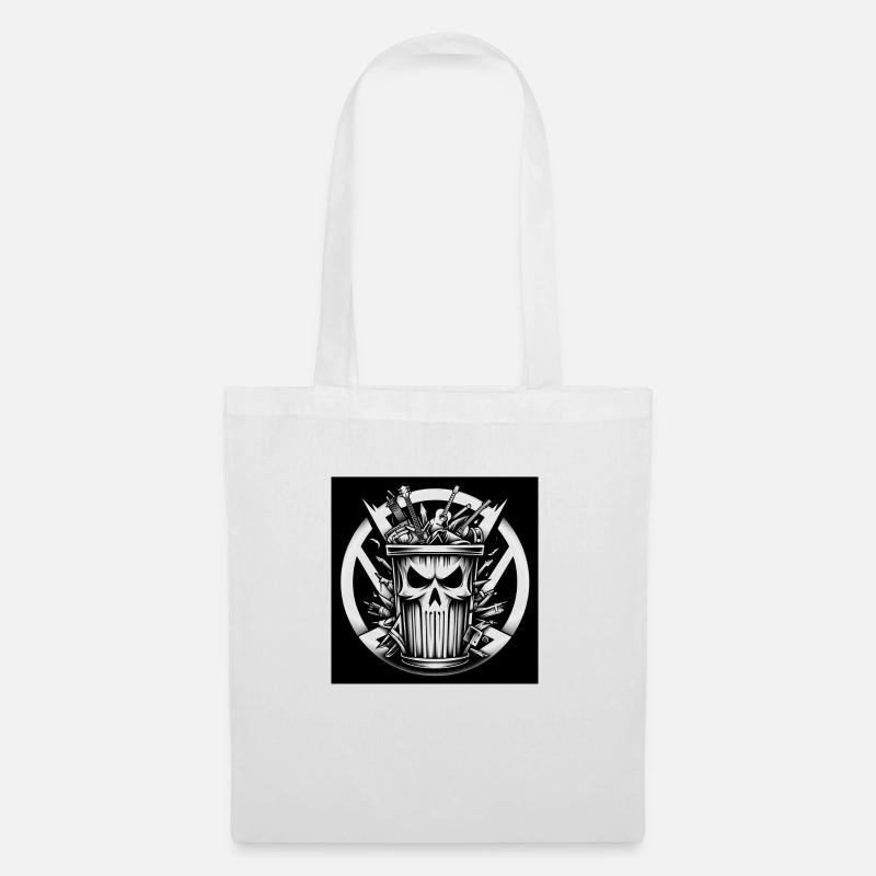 skull on trash - Tote Bag - white