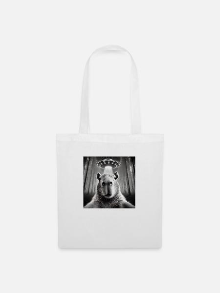 Lustiges Capybara UFOs Alien - Stoffbeutel - Weiß