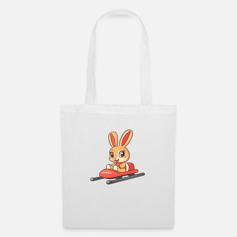 Rabbit Sleigh Ride - Tote Bag - white