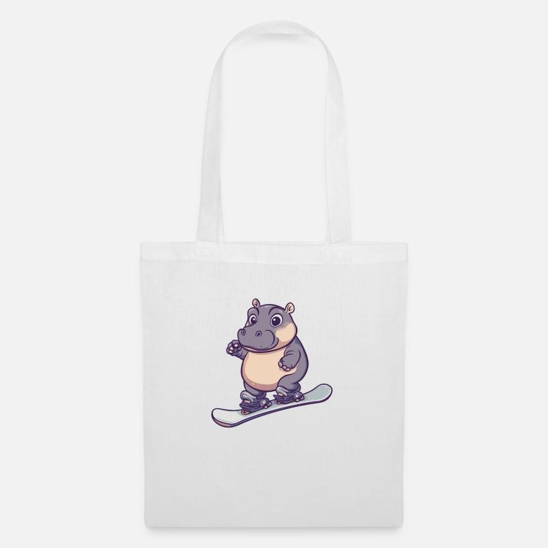 Hippos Nilfperd Snowboard Winter - Tote Bag - white