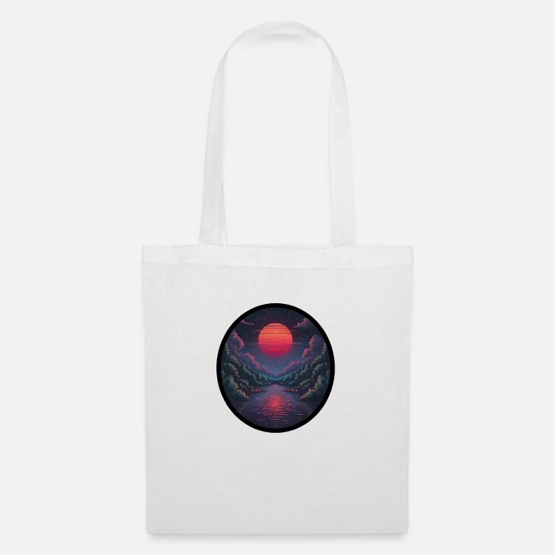 Pixel sunset over the water - Tote Bag - white