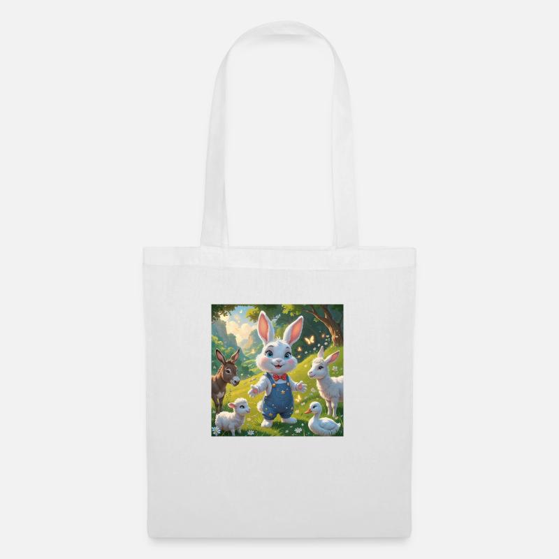 The Curious Rabbit’s Magical Meadow - Tote Bag - white