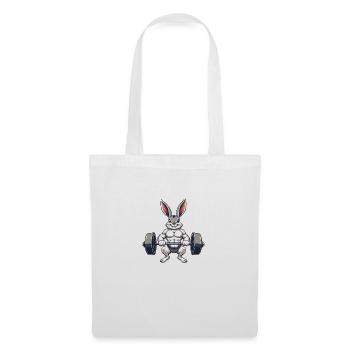 Lapin musclé pendant l’entraînement - Sac en tissu - blanc - Devant