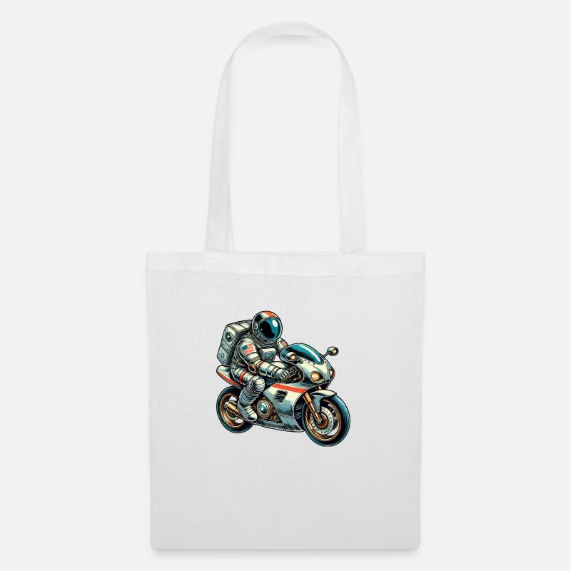 Astronaut Motorrad - Stoffbeutel - Weiß