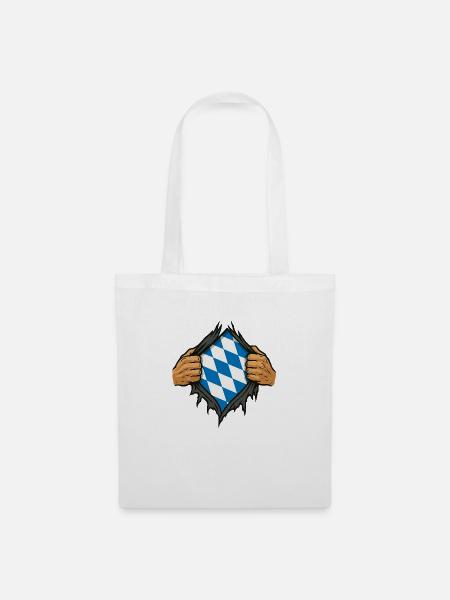 Bayerischer Superheld – Shirt wird aufgerissen - Stoffbeutel - Weiß