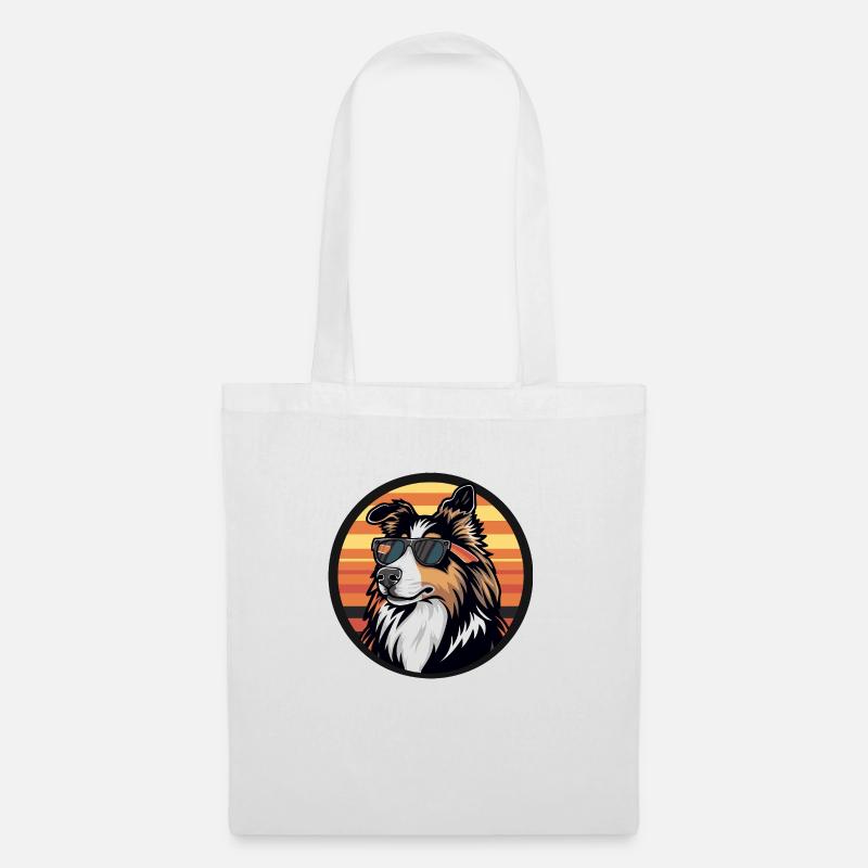 Border Collie Hund Cool Comic - Stoffbeutel - Weiß