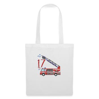 Feuerwehrauto 17. Geburtstag - Stoffbeutel - Weiß - Vorne