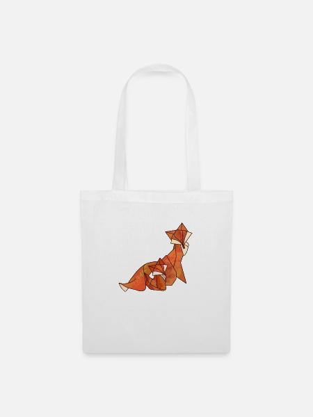 Origami Fuchs Mama und Kind - Stoffbeutel - Weiß