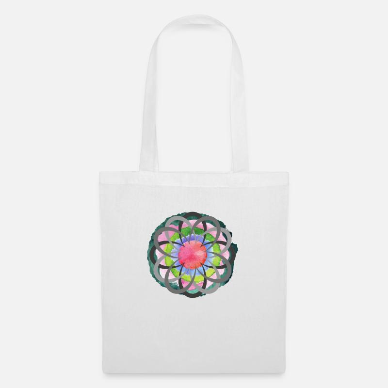 Color Bloom Mandala – Ruhe trifft Farbe - Stoffbeutel - Weiß