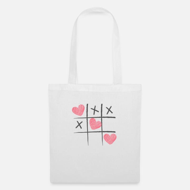 Valentinstag Tic Tac Toe - Stoffbeutel - Weiß
