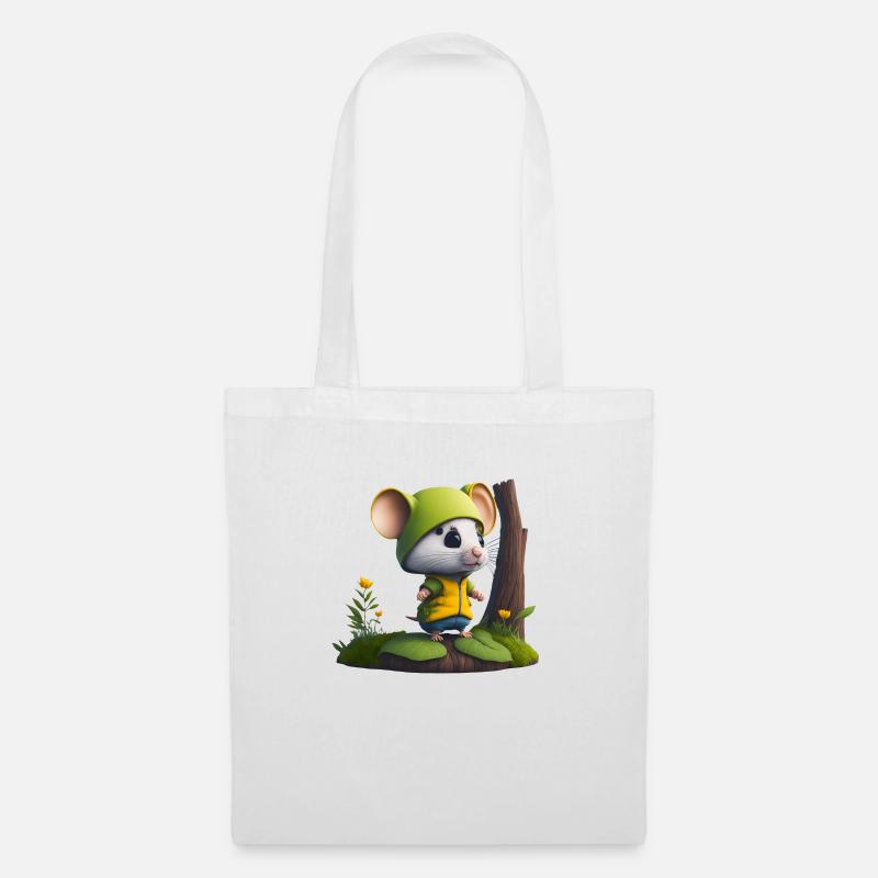 Cute mouse with cap and jacket - Tote Bag - white