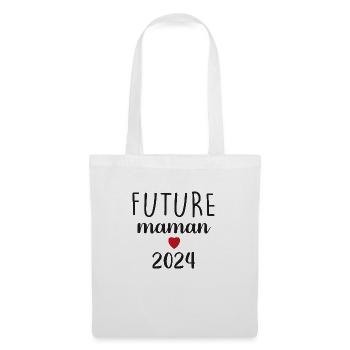 retro t-shirt cadeau futur maman - Sac en tissu - blanc - Devant
