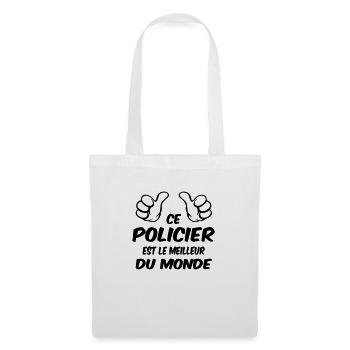 MEILLEUR POLICIER DU MONDE - Sac en tissu - blanc - Devant