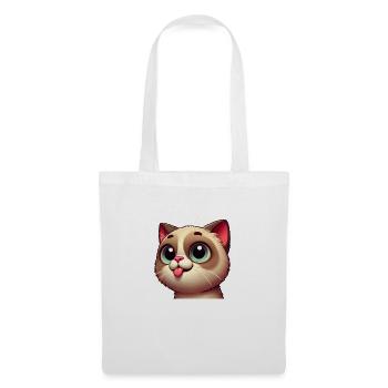 Chat mignon avec de grands yeux - Sac en tissu - blanc - Devant