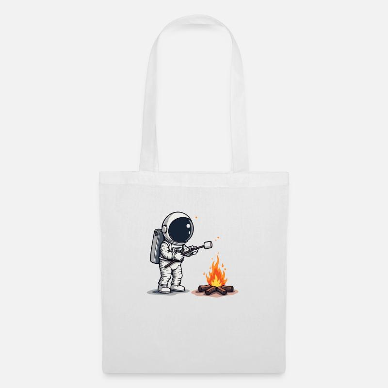 Astronaut röstet Marshmallow am Lagerfeuer - Stoffbeutel - Weiß