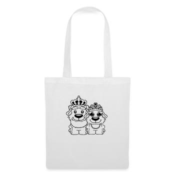 Deux Chiens Couronne Roi Reine Souverain Majesté - Sac en tissu - blanc - Devant