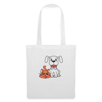Chien Chat Deux Amis Équipe Chaton 2 Duo Équipage - Sac en tissu - blanc - Devant