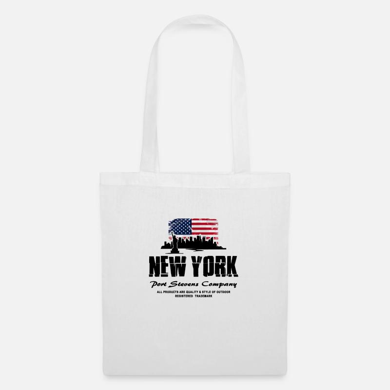 New York Skyline - USA Flag - Stoffbeutel - Weiß