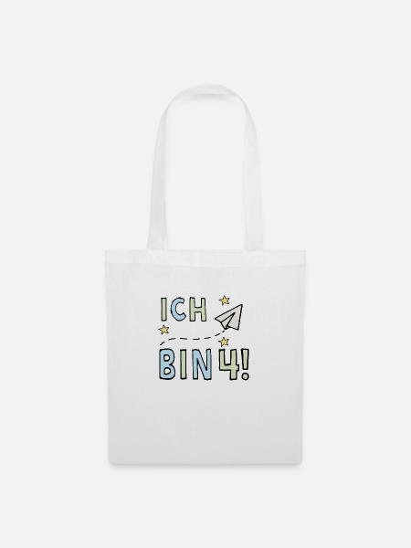 Ich bin vier - Stoffbeutel - Weiß