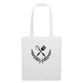 Outils de cuisson dans le logo de cuisinier de la couronne de laurier - Sac en tissu - blanc - Devant