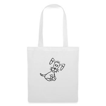 chien assis mignon petit chiot heureux animal de compagnie - Sac en tissu - blanc - Devant