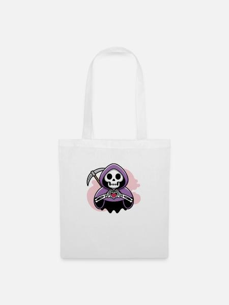 Cute Purple Grim Reaper Heart T-shirt Design - Tote Bag - white