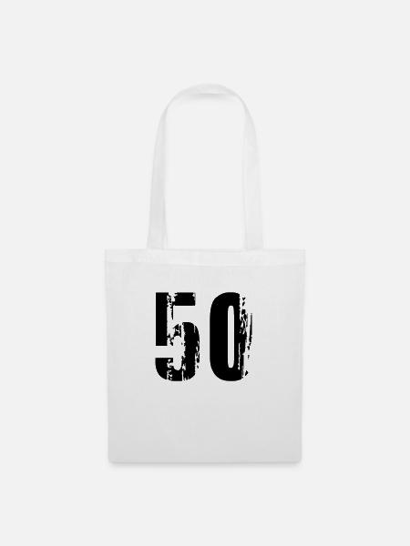50 - Nummer - Stoffbeutel - Weiß