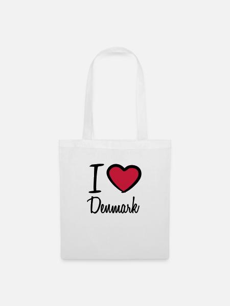 I Love Denmark Danmark Logo - Stoffbeutel - Weiß