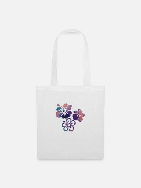 Blume,Lotus, kolibri,Malerei,blau,Blumen,lila - Stoffbeutel - Weiß