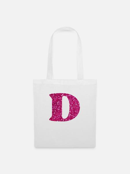 Glitzer rosa Buchstabe d - Stoffbeutel - Weiß